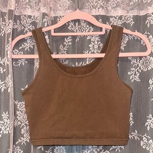Brown Sleeveless Crop Top